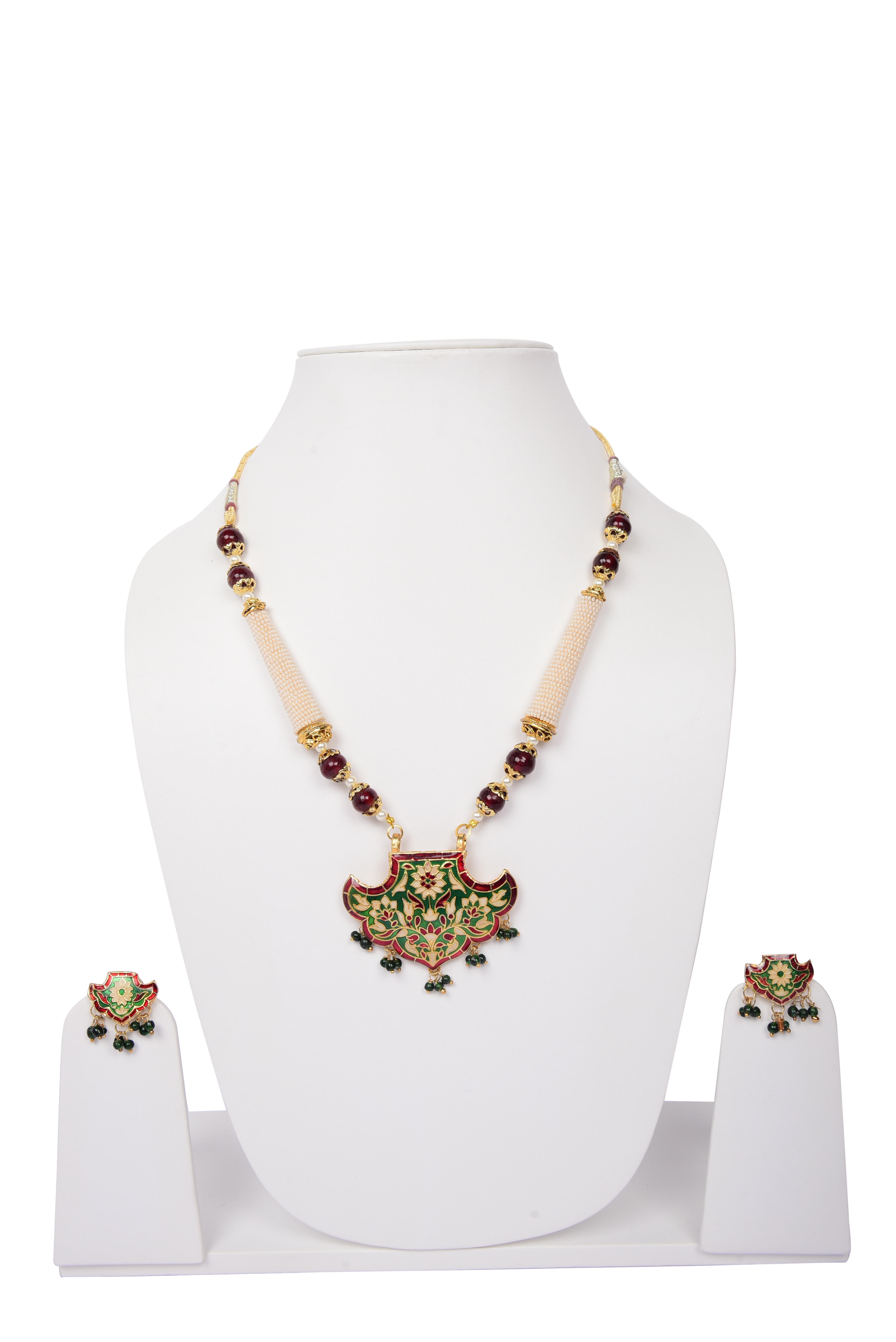Namokriti Ethnic Hand-Painted Enamel Necklace & Earrings – Heritage Inspired Design